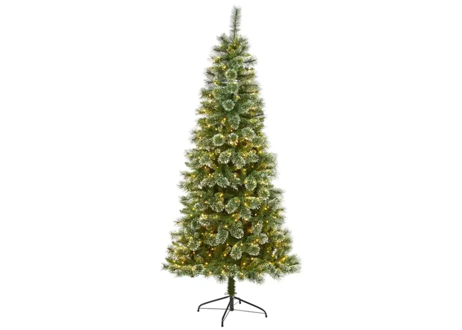 7ft. Pre-Lit Wisconsin Slim Snow Tip Pine Artificial Christmas Tree in Green by Bellanest