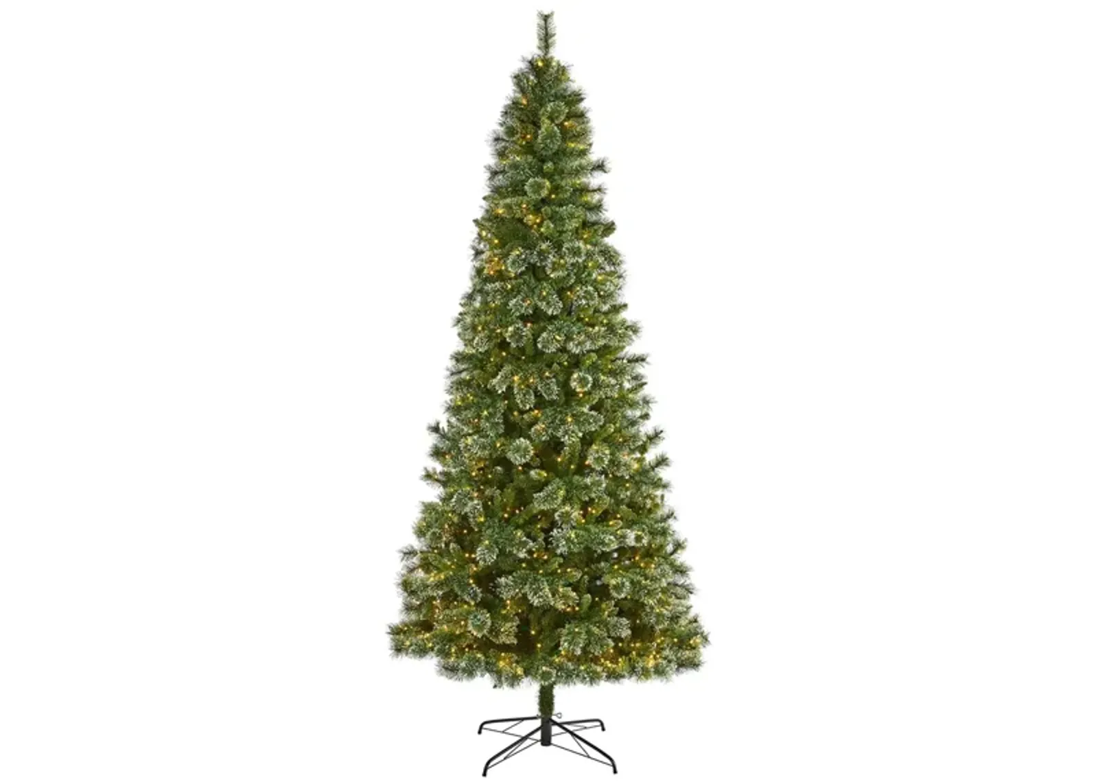 9ft. Pre-Lit Wisconsin Slim Snow Tip Pine Artificial Christmas Tree in Green by Bellanest