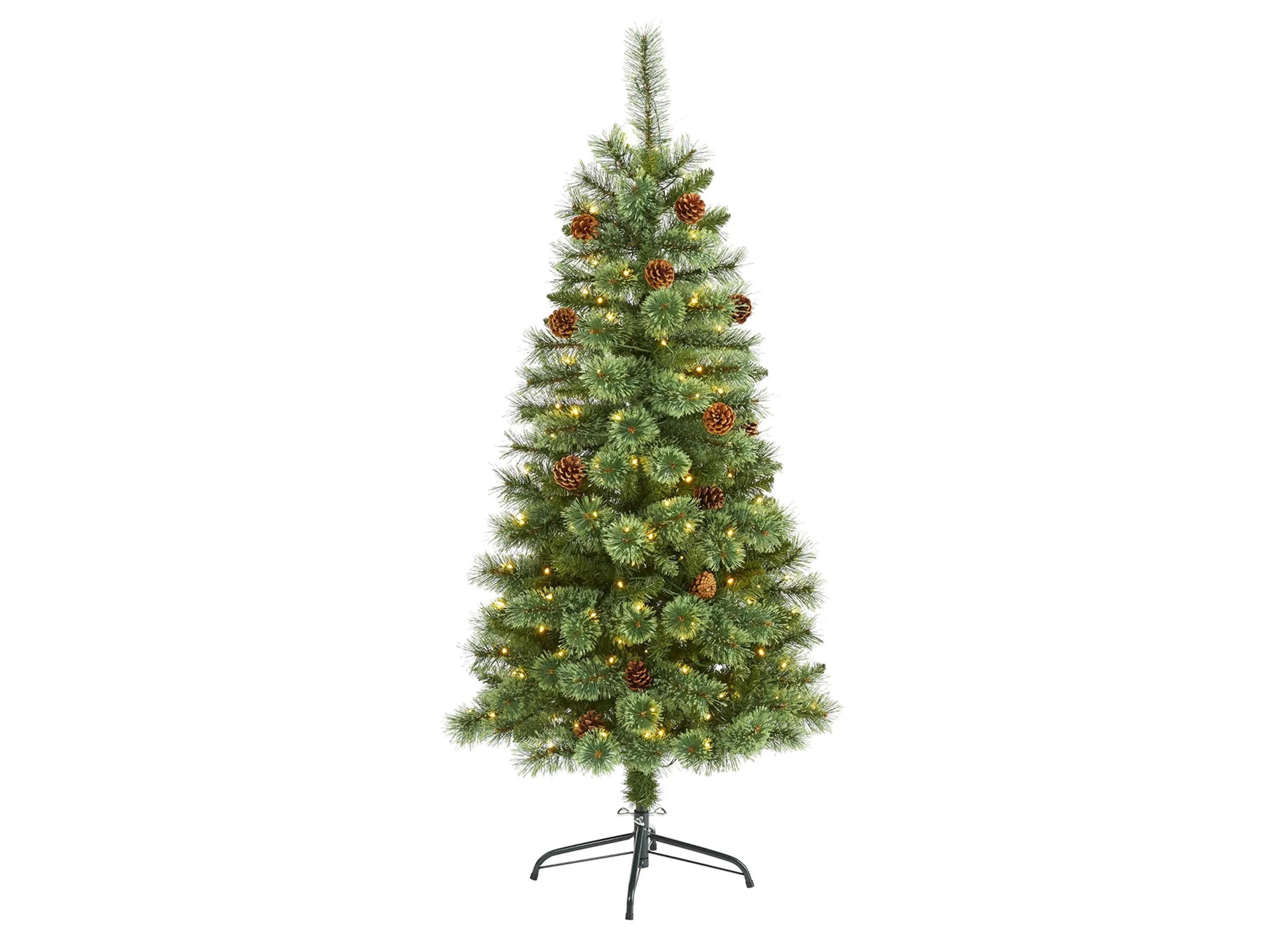 5ft. Pre-Lit White Mountain Pine Artificial Christmas Tree in Green by Bellanest