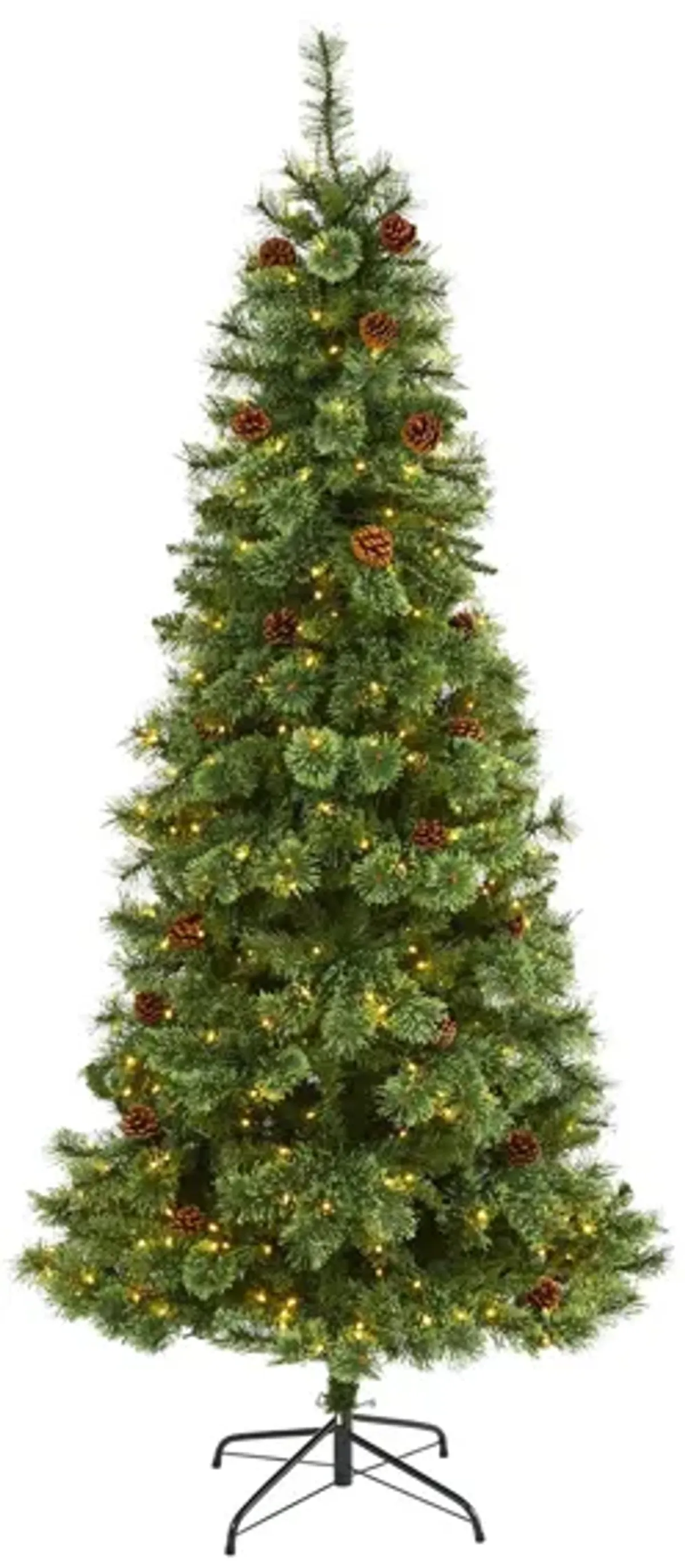 7ft. Pre-Lit White Mountain Pine Artificial Christmas Tree in Green by Bellanest