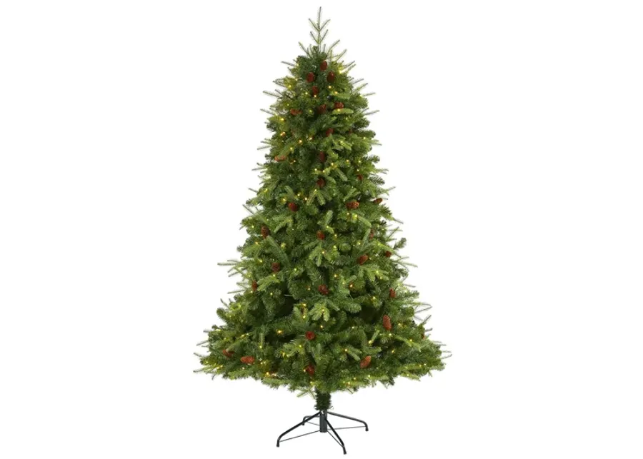 7ft. Pre-Lit Wellington Spruce "Natural Look" Artificial Christmas Tree in Green by Bellanest