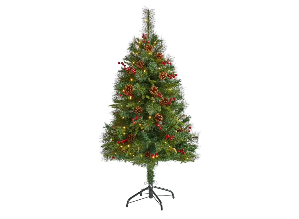 4ft. Pre-Lit Mixed Pine Artificial Christmas Tree in Green by Bellanest