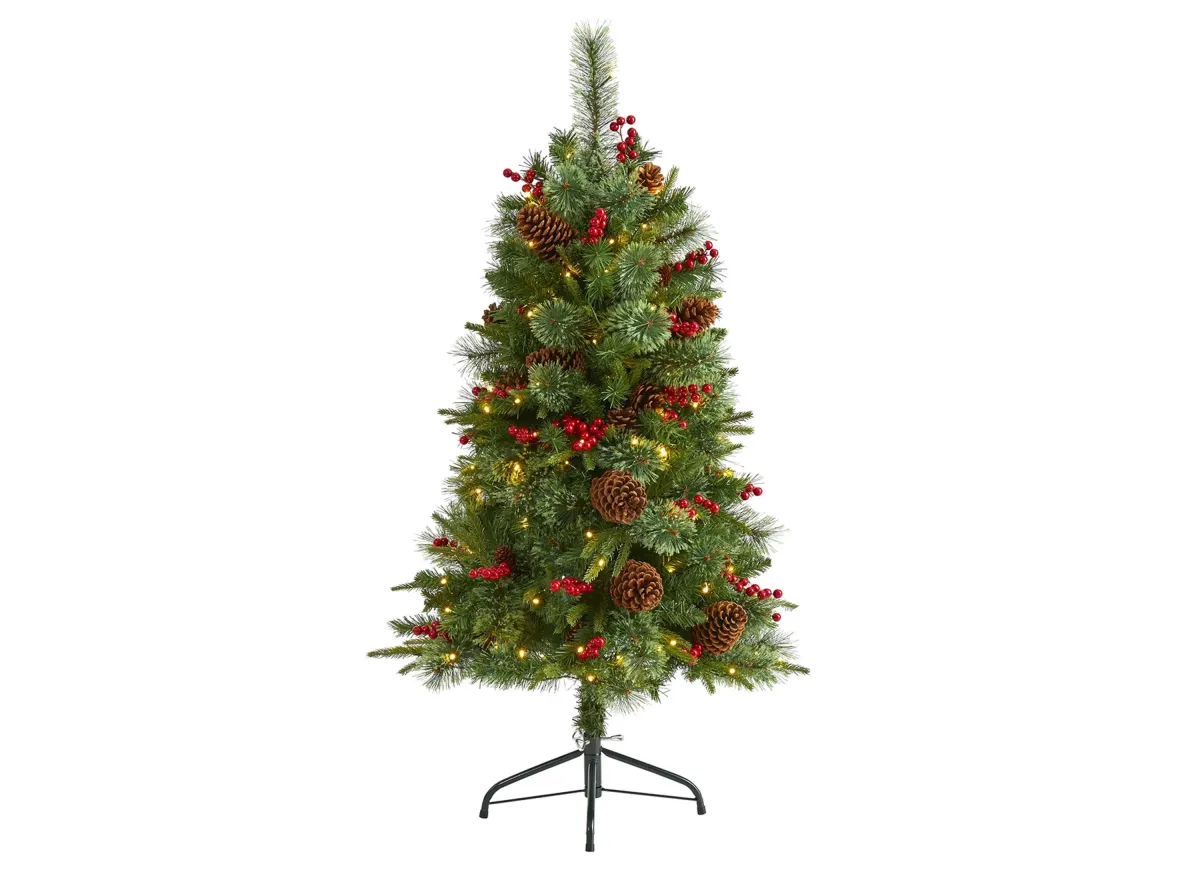 4ft. Pre-Lit Norway Mixed Pine Artificial Christmas Tree in Green by Bellanest