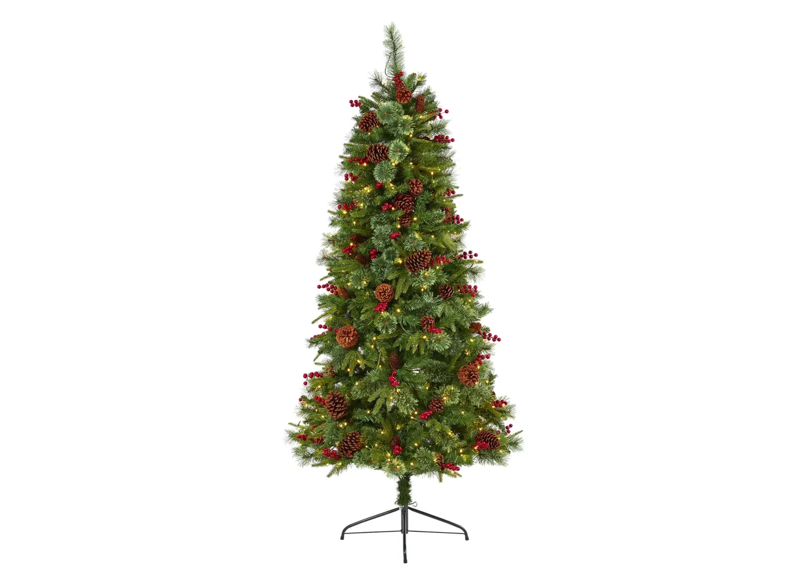 6.5ft. Pre-Lit Norway Mixed Pine Artificial Christmas Tree in Green by Bellanest