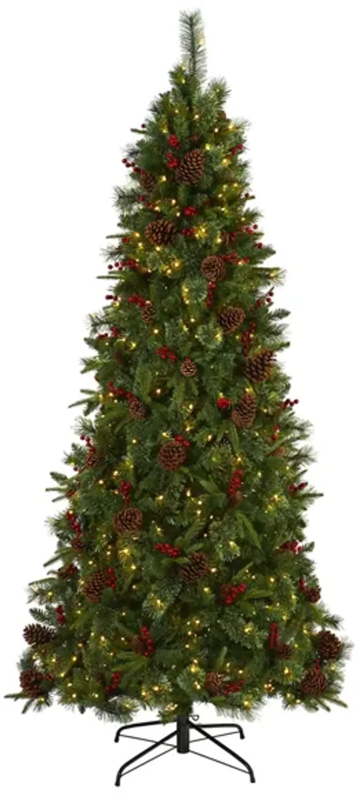 7.5ft. Pre-Lit Norway Mixed Pine Artificial Christmas Tree in Green by Bellanest