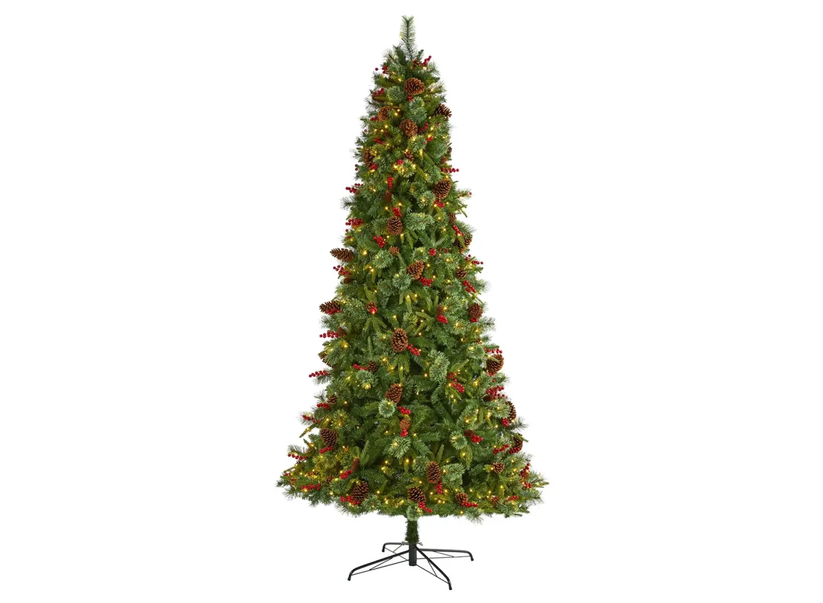 9ft. Pre-Lit Norway Mixed Pine Artificial Christmas Tree in Green by Bellanest