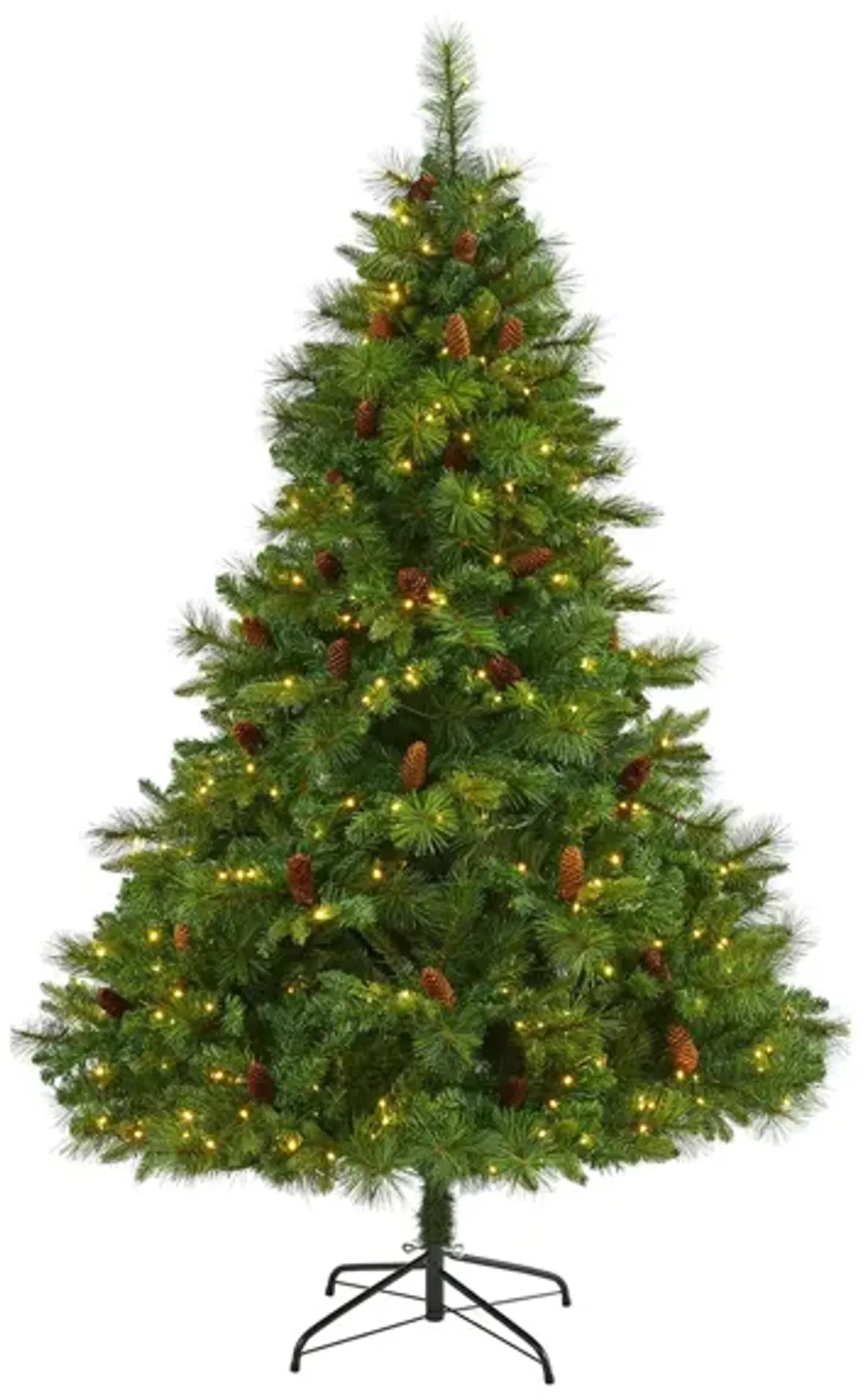 6.5ft. Pre-Lit West Virginia Full Bodied Mixed Pine Artificial Christmas Tree in Green by Bellanest