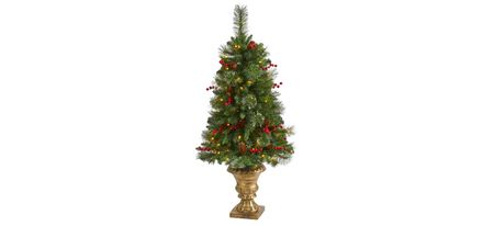 4ft. Pre-Lit Artificial Christmas Tree w/ Decorative Urn in Green by Bellanest