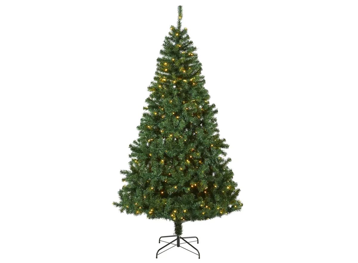 7.5ft. Pre-Lit Northern Tip Pine Artificial Christmas Tree in Green by Bellanest