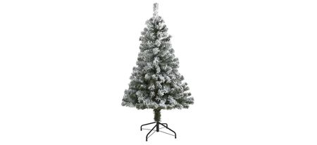 4ft. Flocked West Virginia Fir Artificial Christmas Tree in Green by Bellanest