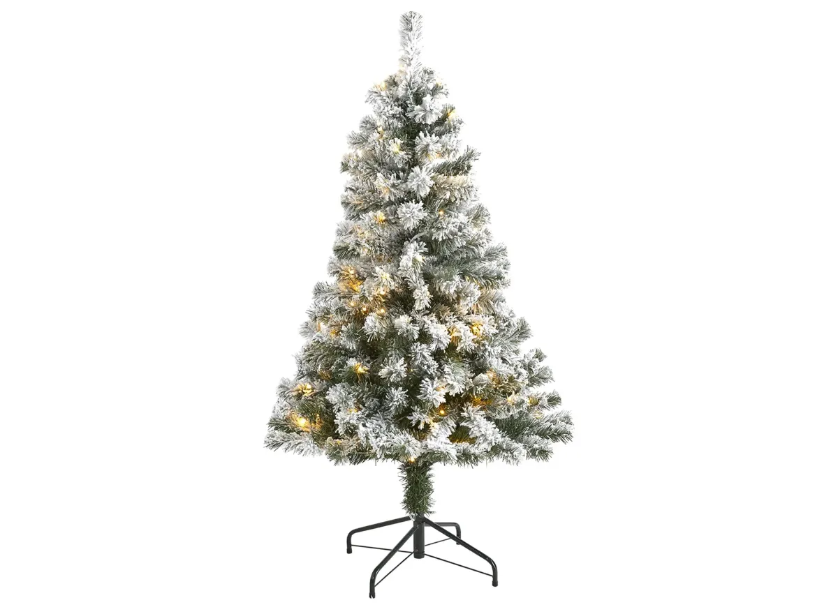 4ft. Pre-Lit Flocked West Virginia Fir Artificial Christmas Tree in Green by Bellanest