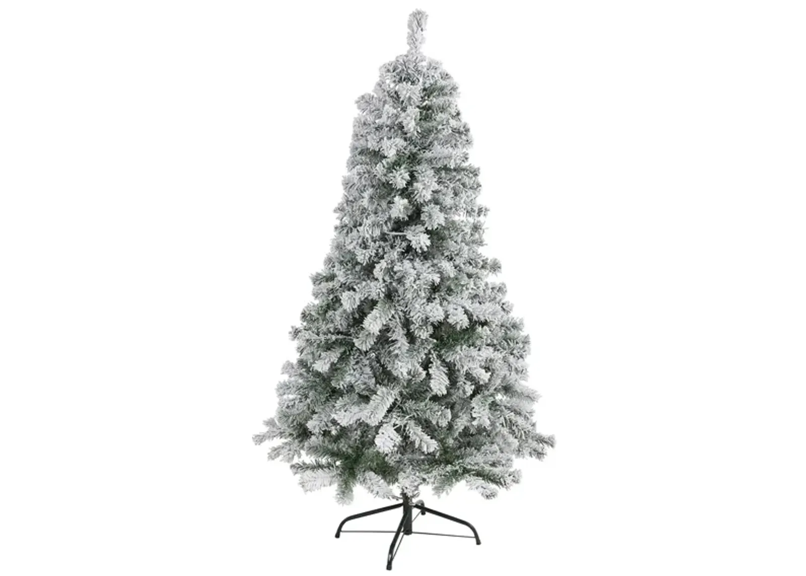 5ft. Flocked Rock Springs Spruce Artificial Christmas Tree in Green by Bellanest