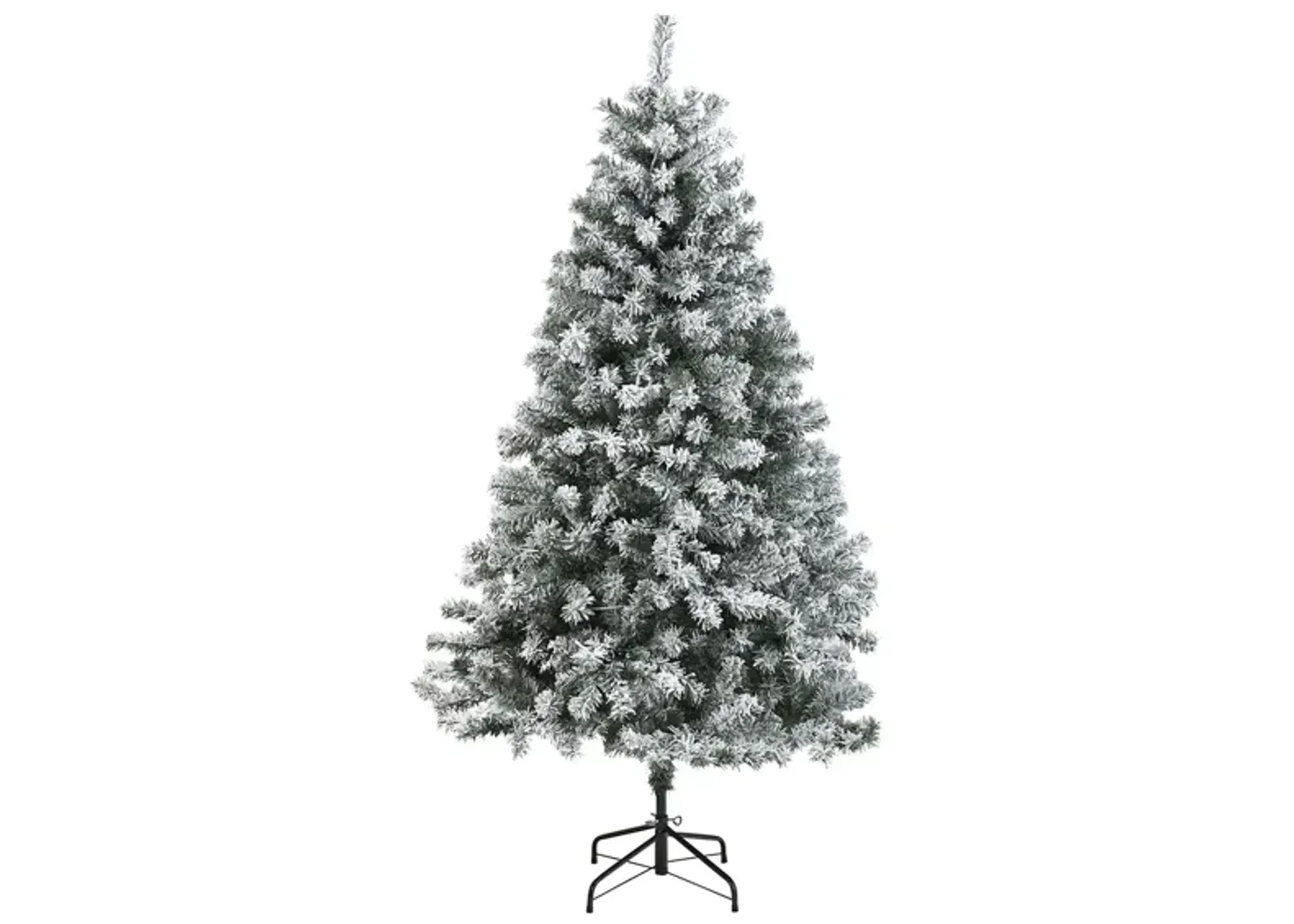 6ft. Flocked Rock Springs Spruce Artificial Christmas Tree in Green by Bellanest