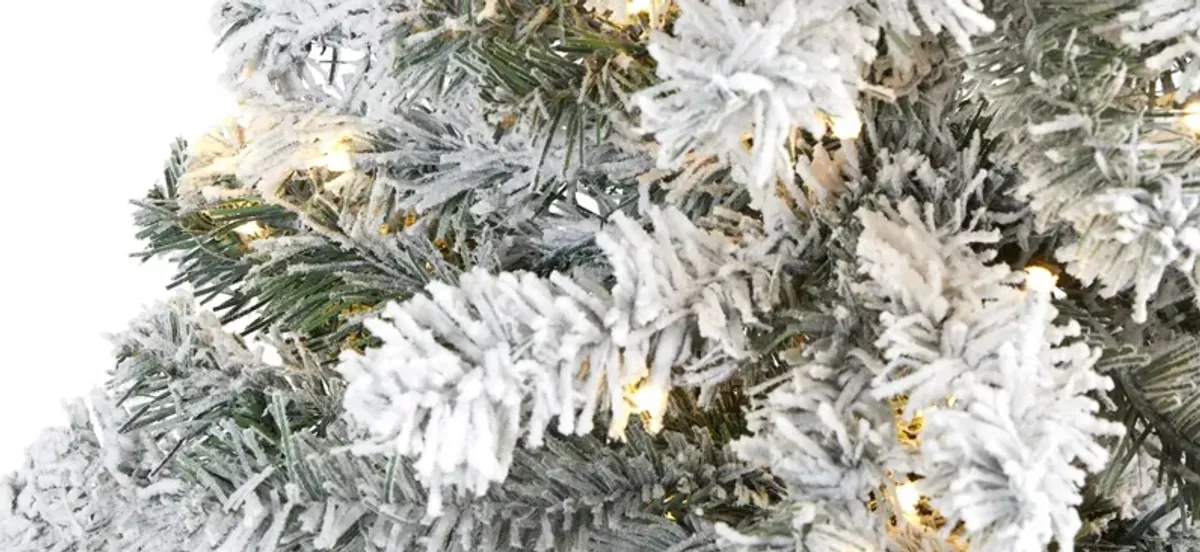 4ft. Pre-Lit Flocked Rock Springs Spruce Artificial Christmas Tree