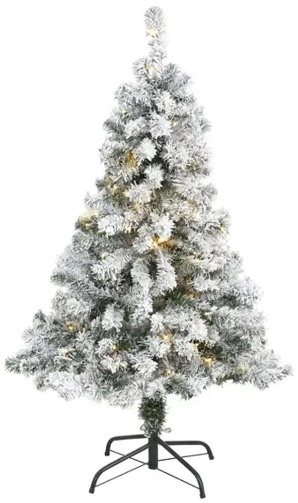 4ft. Pre-Lit Flocked Rock Springs Spruce Artificial Christmas Tree