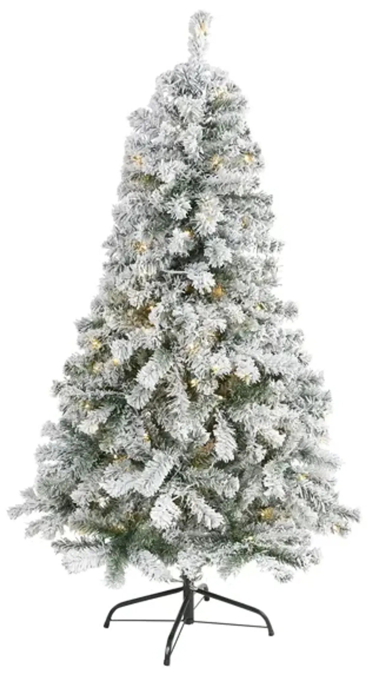 5ft. Pre-Lit Flocked Rock Springs Spruce Artificial Christmas Tree in Green by Bellanest