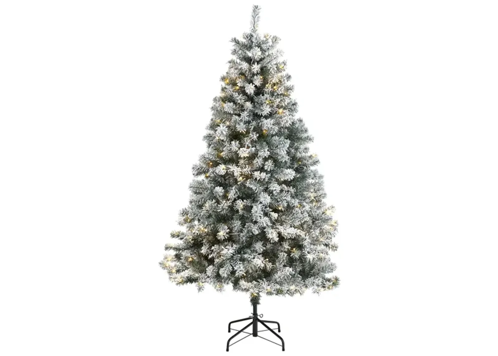 6ft. Pre-Lit Flocked Rock Springs Spruce Artificial Christmas Tree in Green by Bellanest