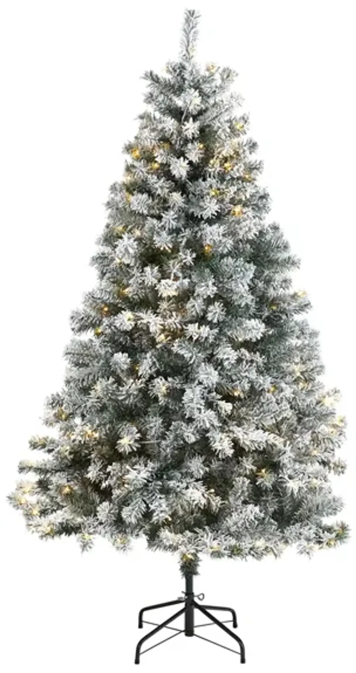 6ft. Pre-Lit Flocked Rock Springs Spruce Artificial Christmas Tree in Green by Bellanest