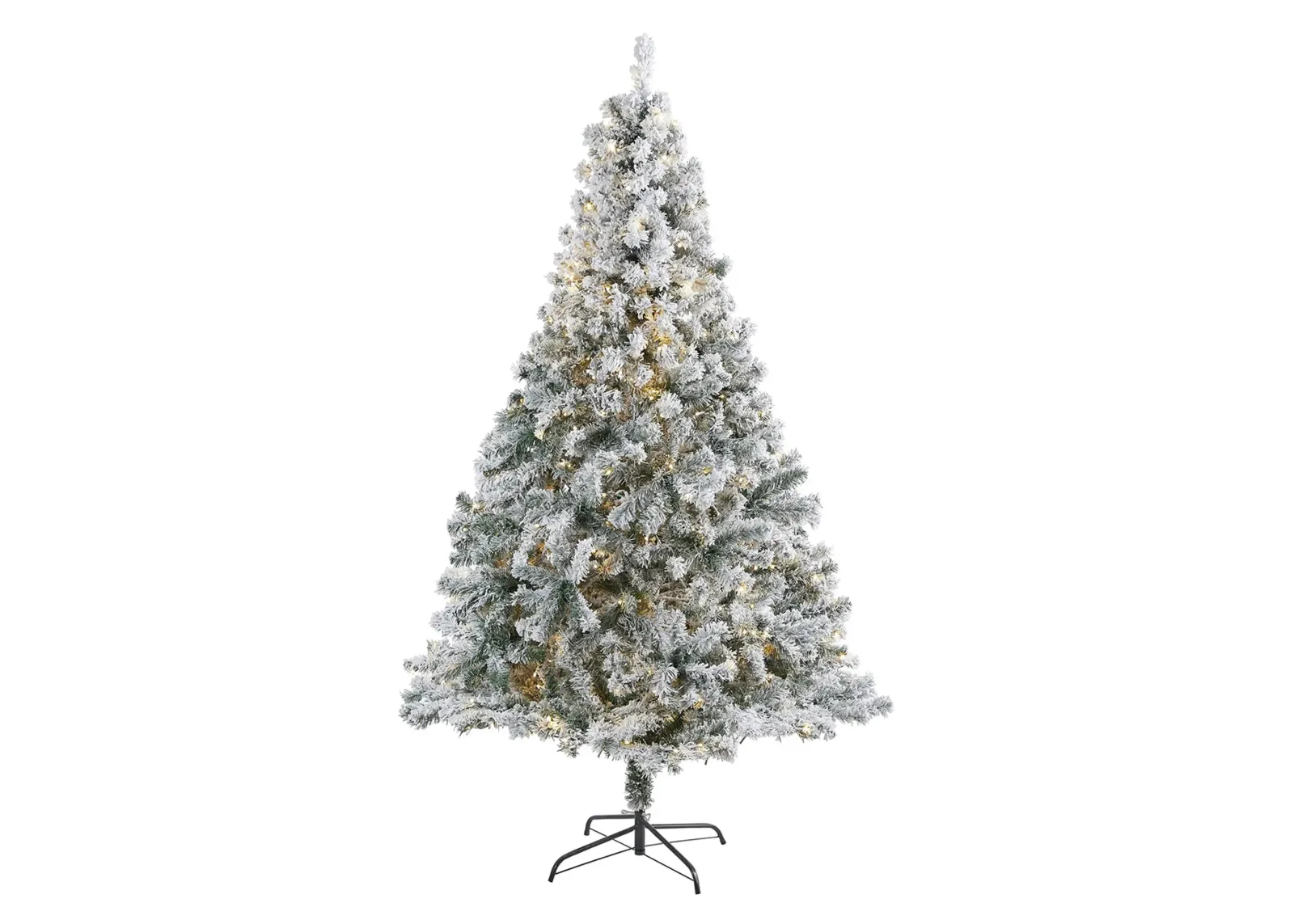 7ft. Pre-Lit Flocked Rock Springs Spruce Artificial Christmas Tree in Green by Bellanest