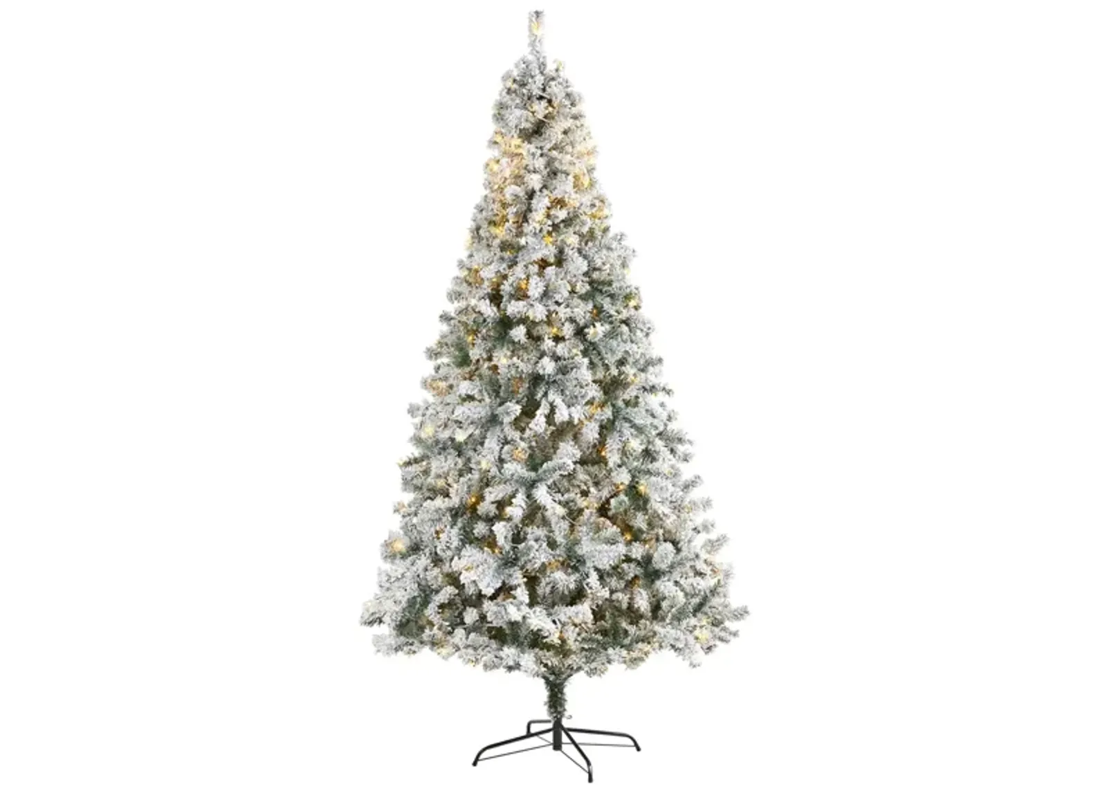 8ft. Pre-Lit Flocked Rock Springs Spruce Artificial Christmas Tree in Green by Bellanest