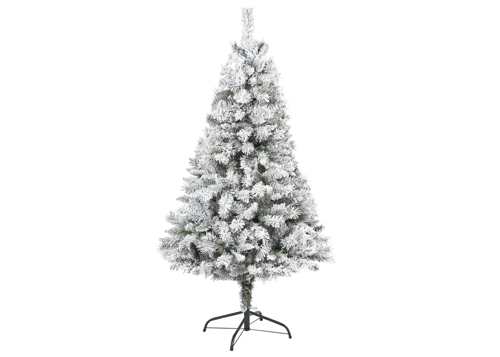 5ft. Flocked White River Mountain Pine Artificial Christmas Tree in Green by Bellanest