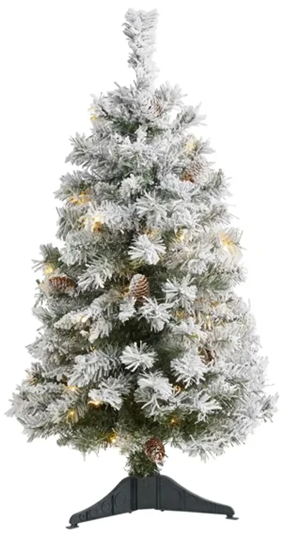 3ft. Pre-Lit Flocked White River Mountain Pine Artificial Christmas Tree in Green by Bellanest