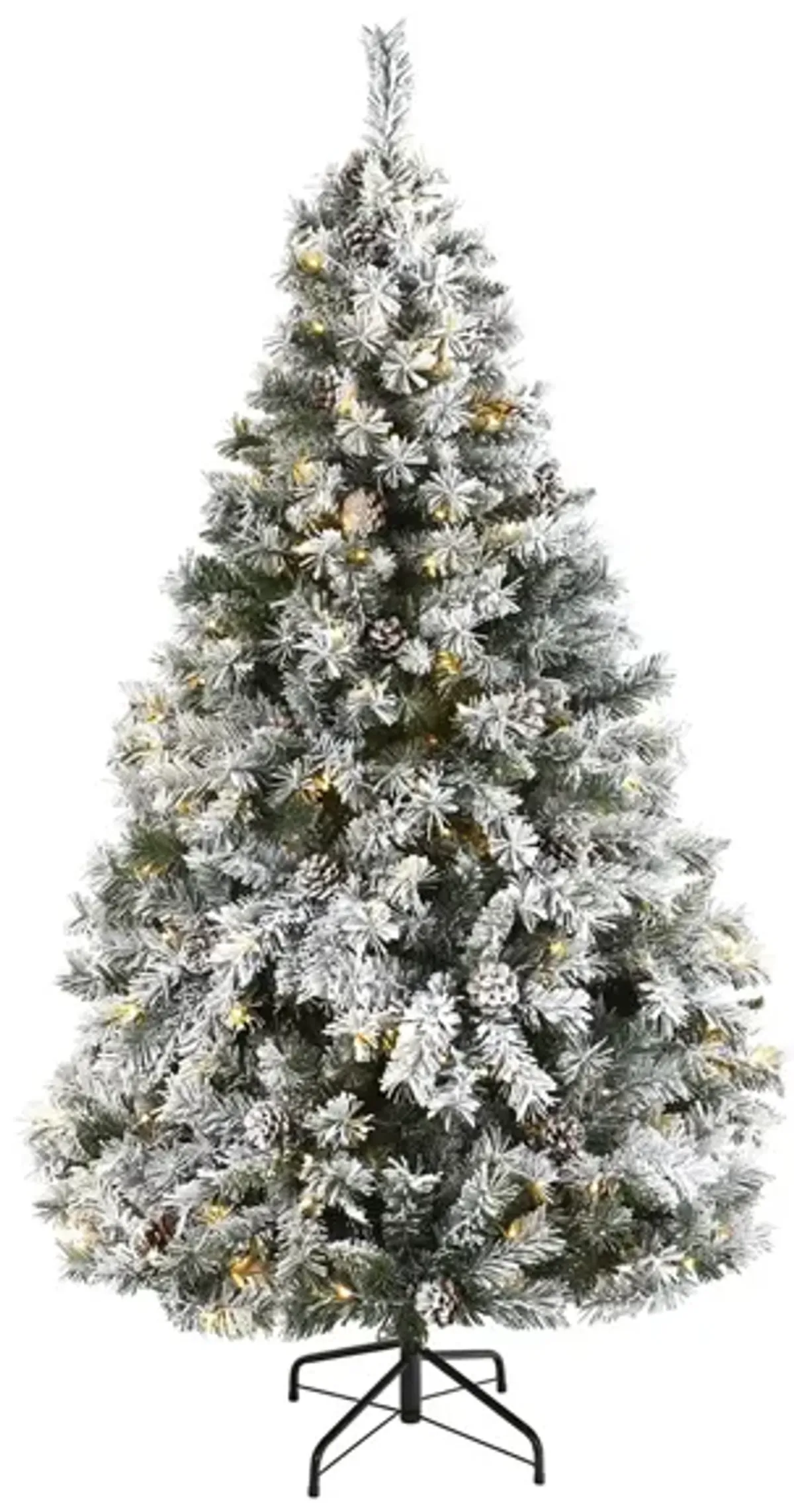 6ft. Pre-Lit Flocked White River Mountain Pine Artificial Christmas Tree in Green by Bellanest