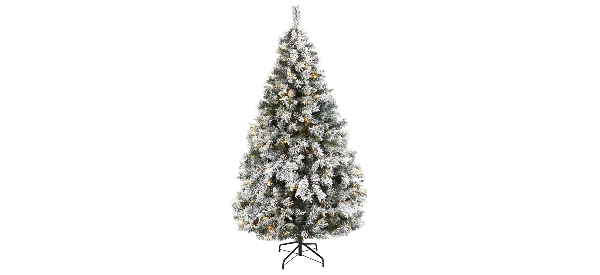 6ft. Pre-Lit Flocked White River Mountain Pine Artificial Christmas Tree in Green by Bellanest