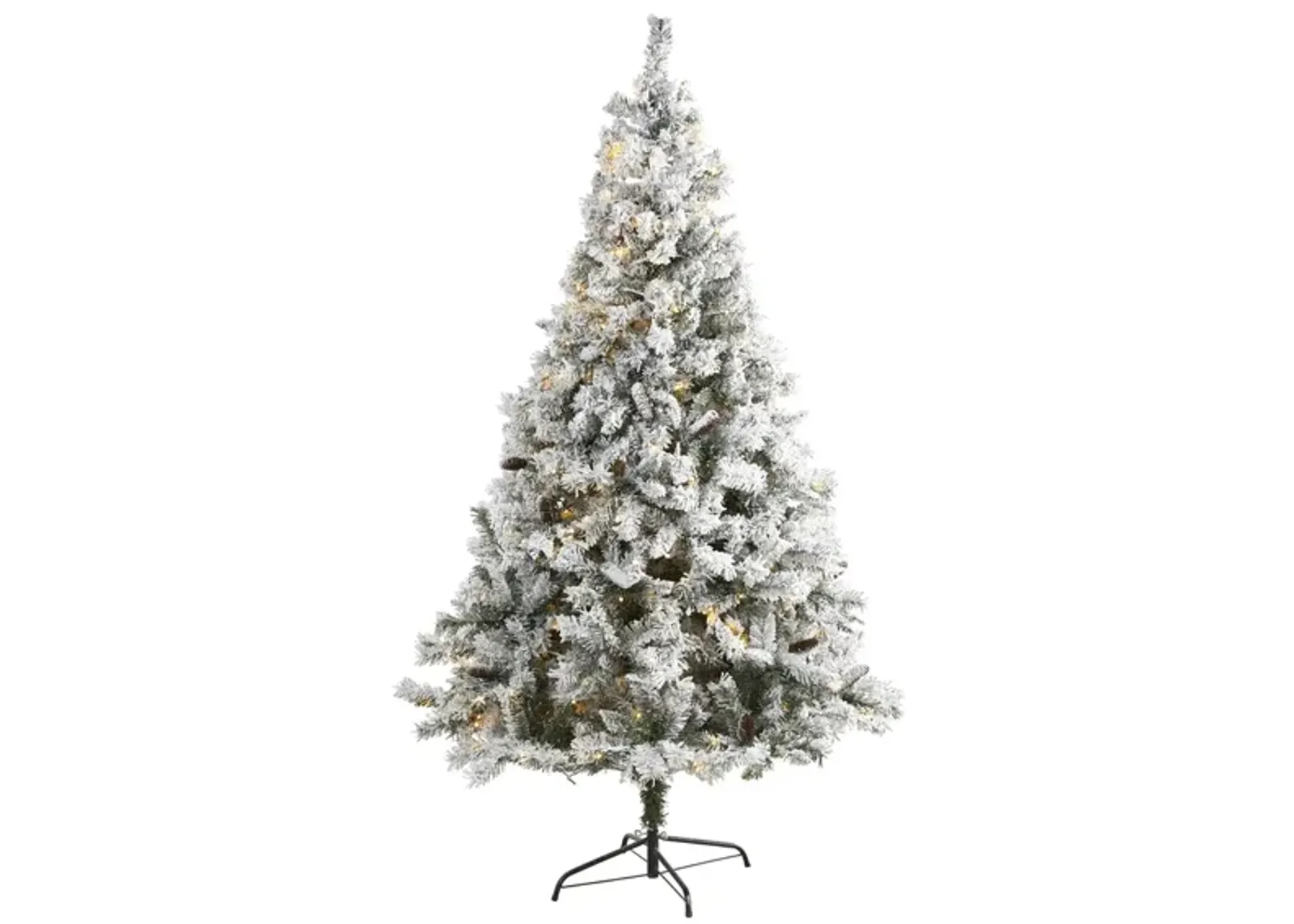 7ft. Pre-Lit Flocked White River Mountain Pine Artificial Christmas Tree