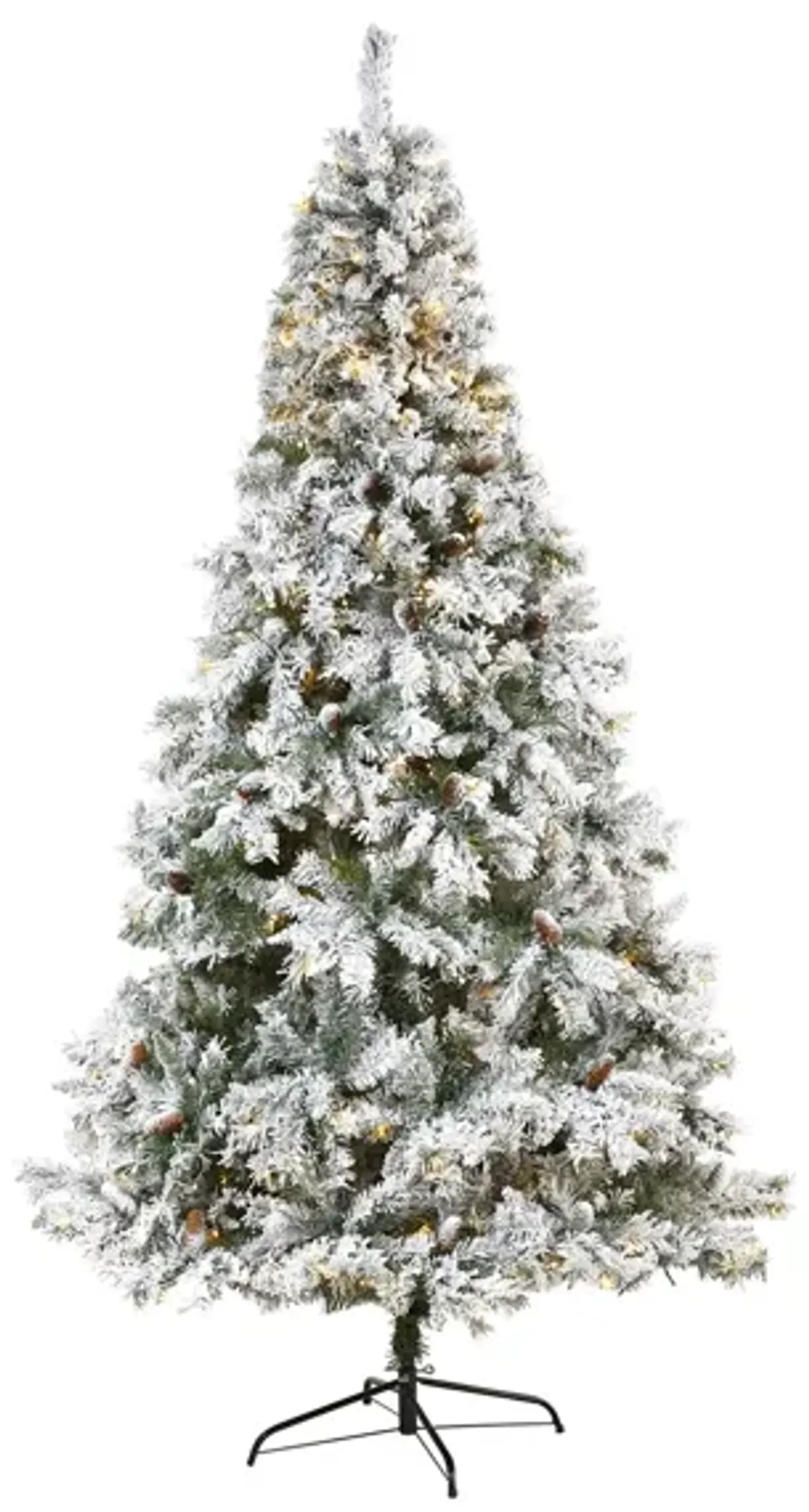 8ft. Pre-Lit Flocked White River Mountain Pine Artificial Christmas Tree