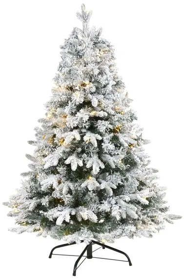 4ft. Pre-Lit Flocked Vermont Mixed Pine Artificial Christmas Tree in Green by Bellanest