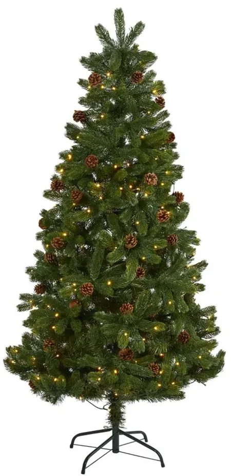 6ft. Pre-Lit Rocky Mountain Spruce Artificial Christmas Tree in Green by Bellanest
