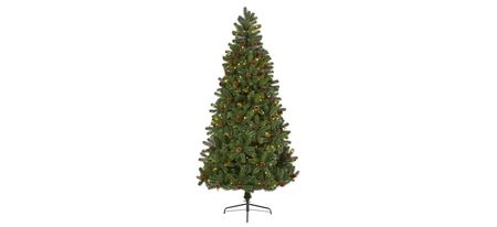 7.5ft. Pre-Lit Rocky Mountain Spruce Artificial Christmas Tree in Green by Bellanest