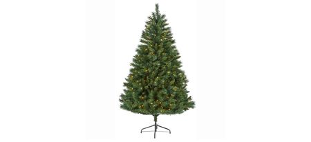 6ft. Pre-Lit Rocky Mountain Mixed Pine Artificial Christmas Tree in Green by Bellanest