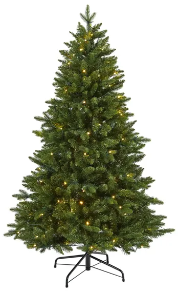 5ft. Pre-Lit New Hampshire Fir Artificial Christmas Tree in Green by Bellanest