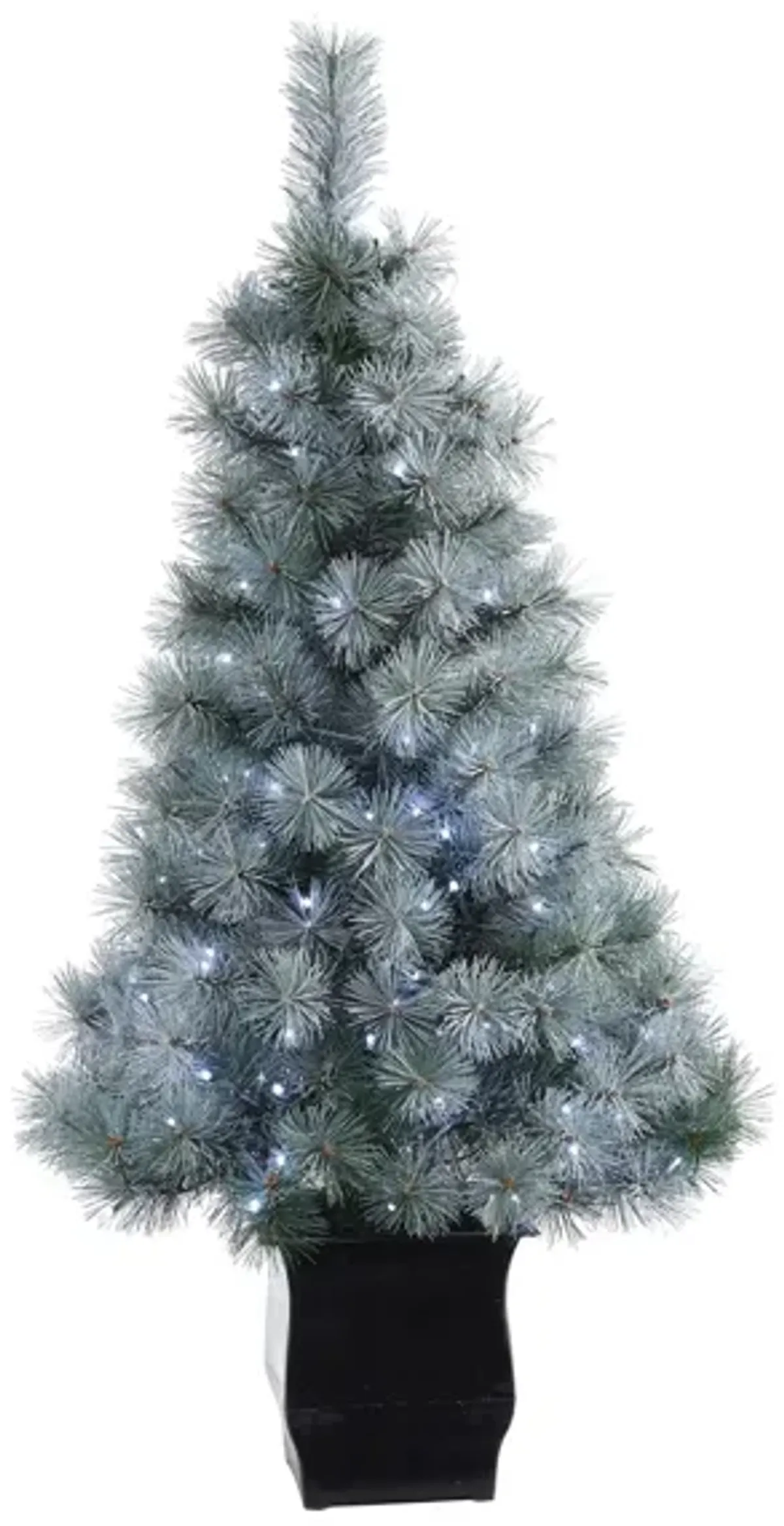 4ft. Pre-Lit Snowy Mountain Pine Artificial Christmas Tree w/ Planter in Green by Bellanest