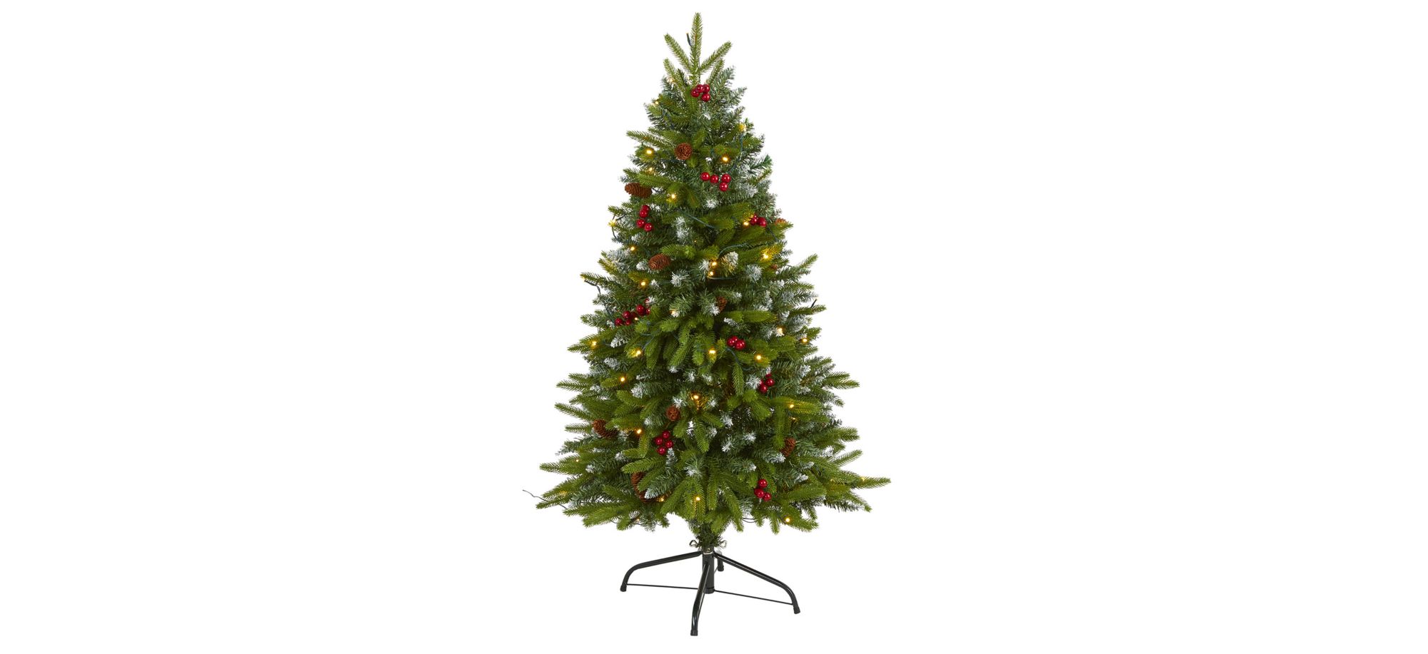 4ft. Pre-Lit Snow Tipped Portland Spruce Artificial Christmas Tree in Green by Bellanest
