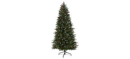 6ft. Pre-Lit Snow Tipped Portland Spruce Artificial Christmas Tree in Green by Bellanest