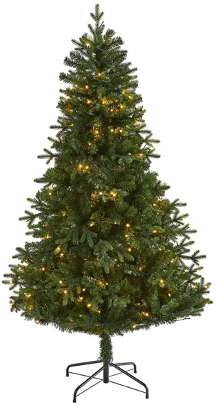 6ft. Pre-Lit Vermont Fir Artificial Christmas Tree in Green by Bellanest