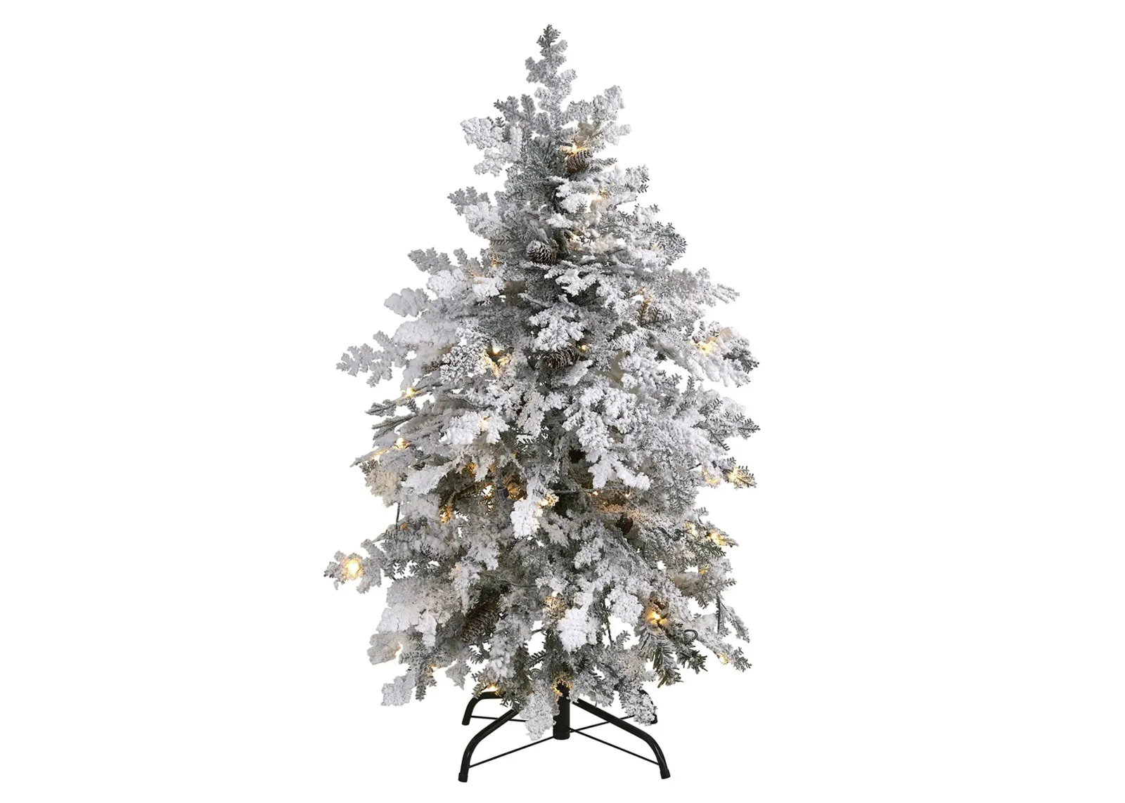 4ft. Pre-Lit Flocked Montana Down Swept Spruce Artificial Christmas Tree in Green by Bellanest