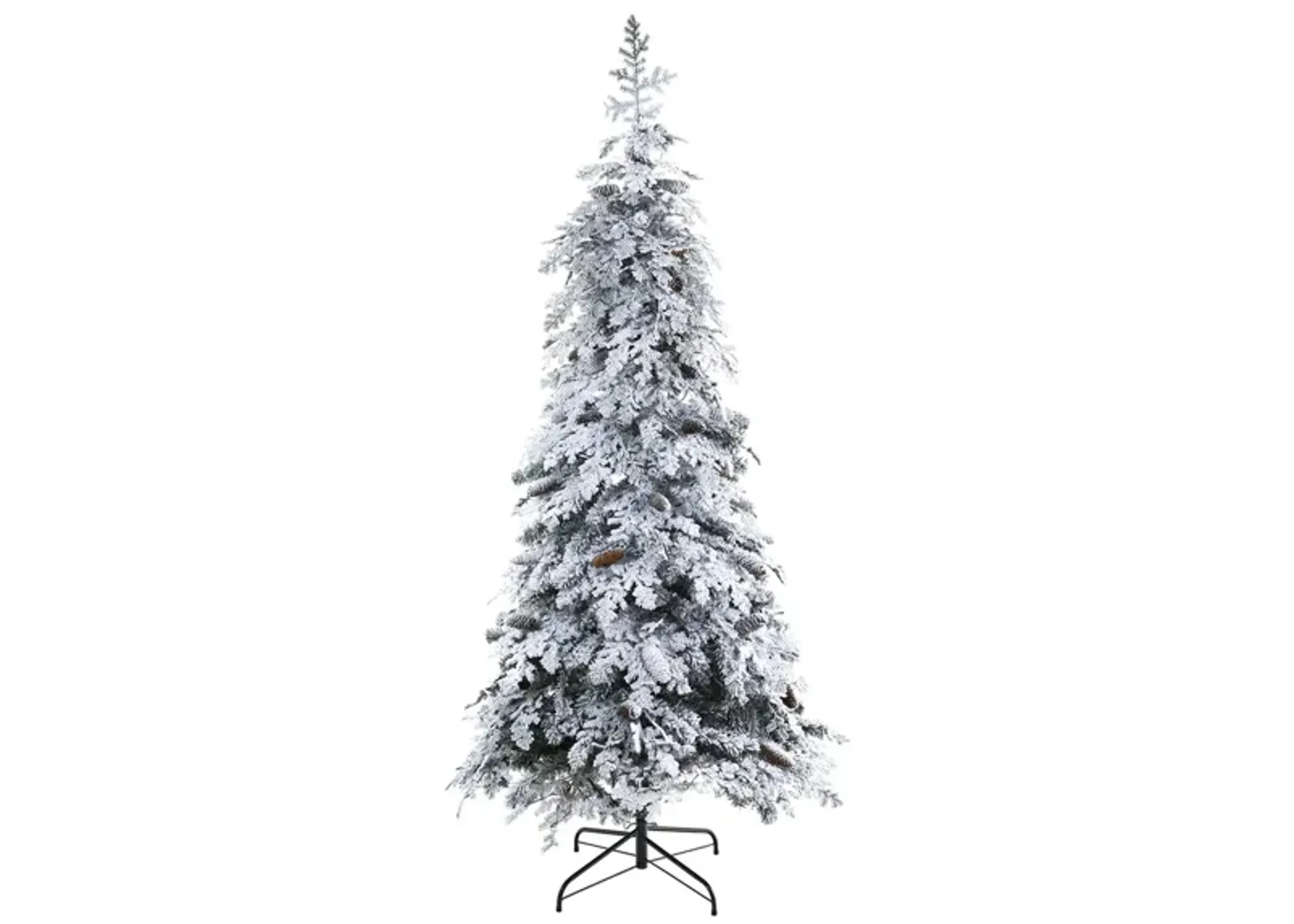 7ft. Pre-Lit Flocked Montana Down Swept Spruce Artificial Christmas Tree in Green by Bellanest