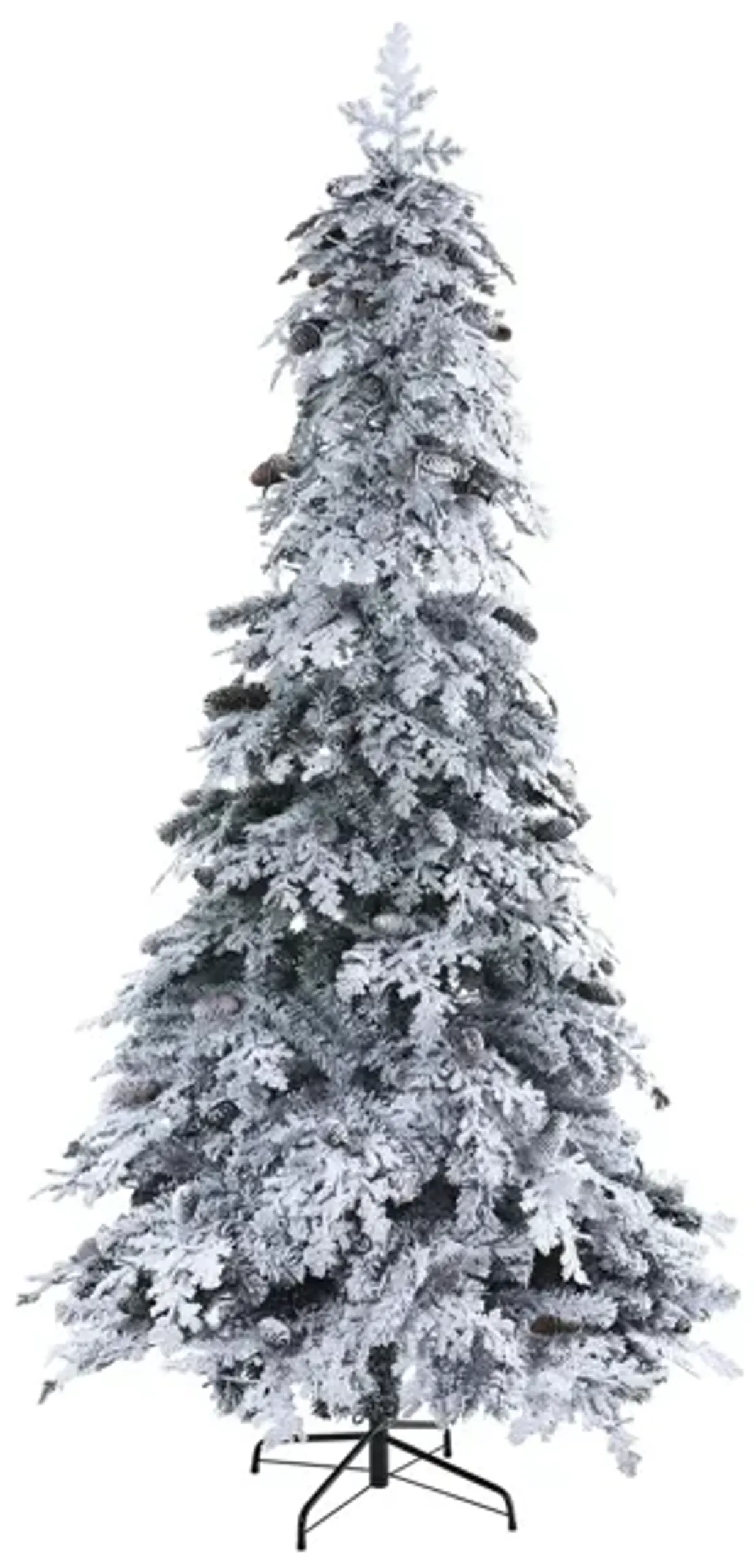 8ft. Pre-Lit Flocked Montana Down Swept Spruce Artificial Christmas Tree in Green by Bellanest