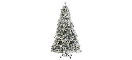 5ft. Pre-Lit Flocked Vermont Mixed Pine Artificial Christmas Tree in Green by Bellanest