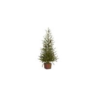 3ft. Alpine "Natural Look" Artificial Christmas Tree w/ Wood Planter in Green by Bellanest