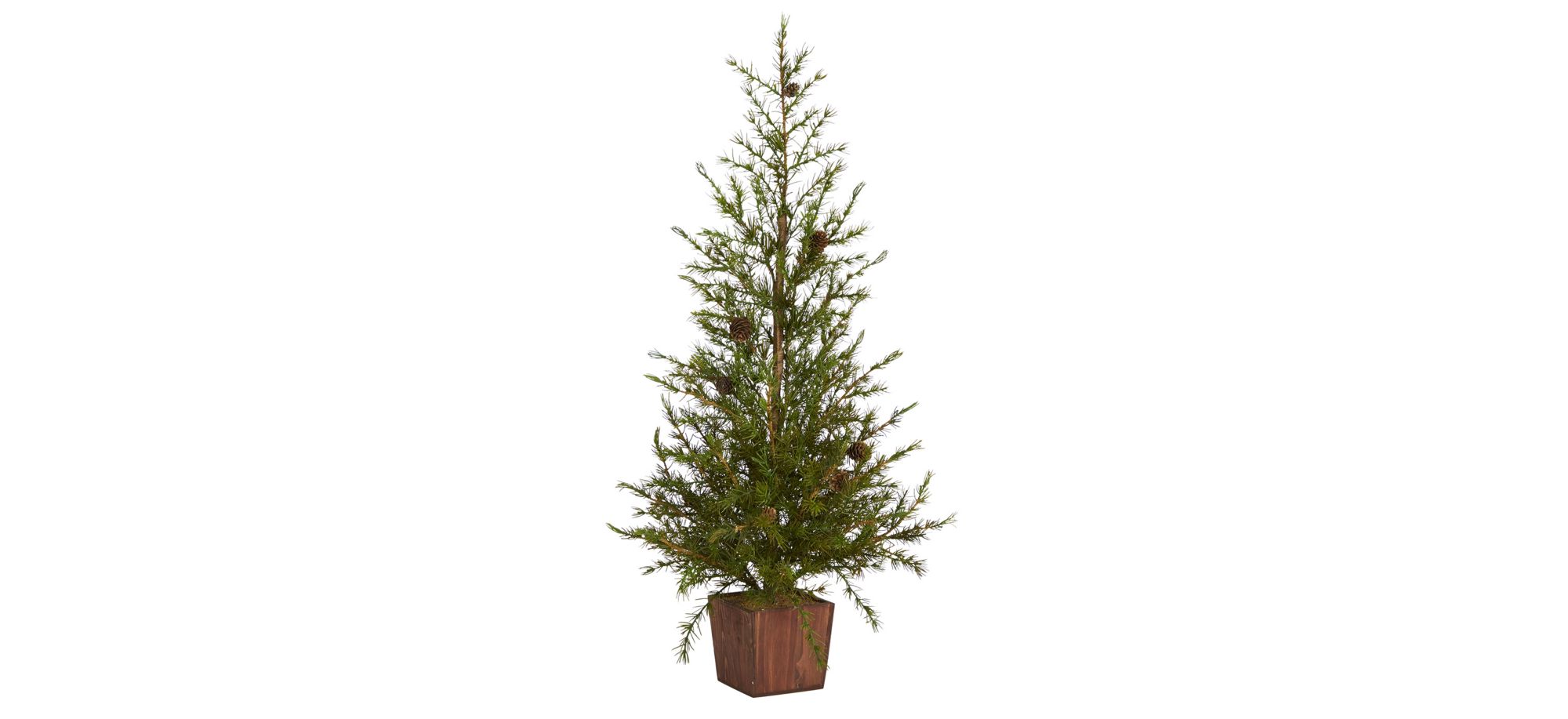 3ft. Alpine "Natural Look" Artificial Christmas Tree w/ Wood Planter in Green by Bellanest