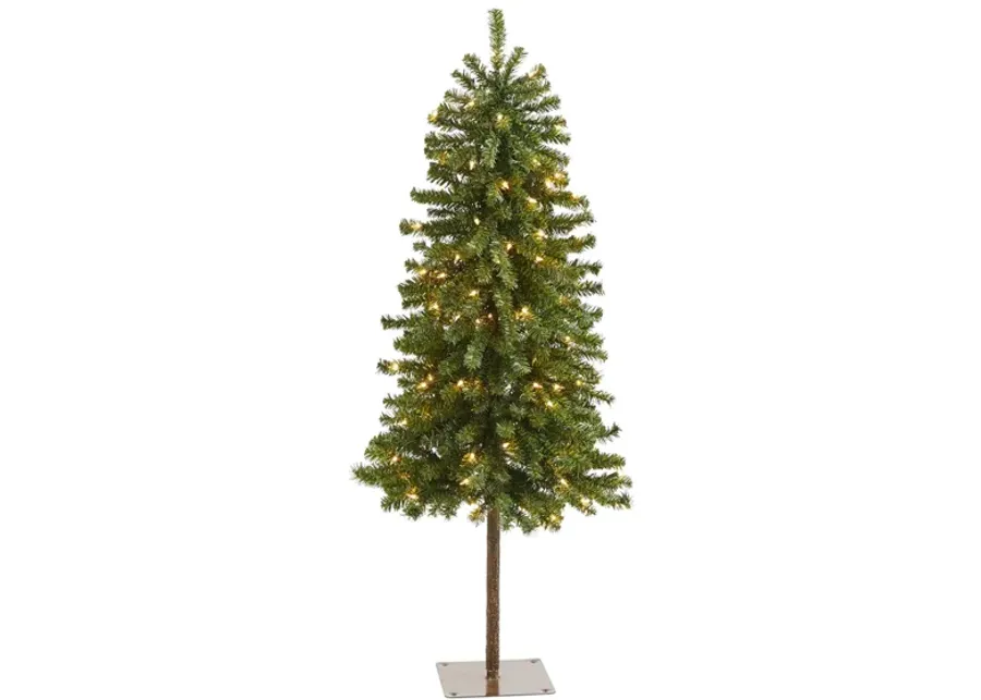 4ft. Pre-Lit Alpine Artificial Christmas Tree in Green by Bellanest