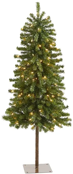 4ft. Pre-Lit Alpine Artificial Christmas Tree in Green by Bellanest