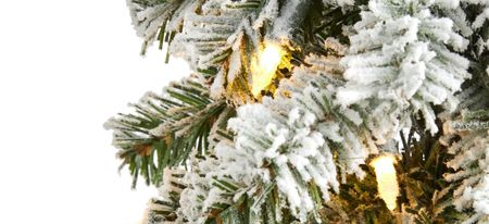 3ft. Pre-Lit Flocked Alpine Artificial Christmas Tree w/ Burlap Planter in Green by Bellanest