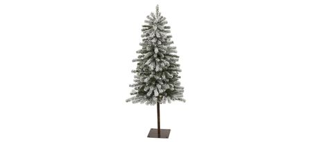 4ft. Pre-Lit Flocked Alpine Artificial Christmas Tree in Green by Bellanest