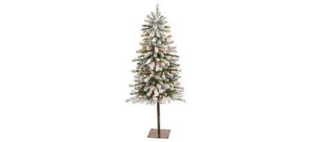 4ft. Pre-Lit Flocked Alpine Artificial Christmas Tree in Green by Bellanest